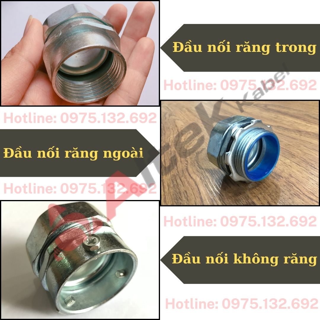 Các loại đầu nối với ống ruột gà lõi thép bọc dây điện